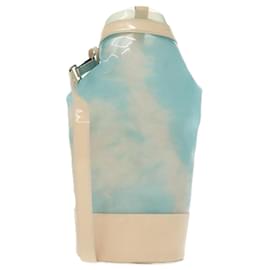 Céline-CELINE Shoulder Bag Enamel Leather Blue Cream Silver Auth bs19765-Silvery,Blue,Cream