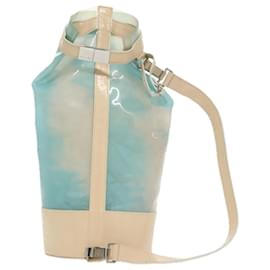 Céline-CELINE Shoulder Bag Enamel Leather Blue Cream Silver Auth bs19765-Silvery,Blue,Cream