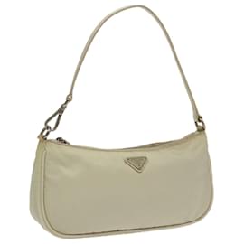 Prada-PRADA Accessory Pouch Nylon White Silver Auth 100735-Silvery,White
