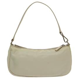 Prada-PRADA Accessory Pouch Nylon White Silver Auth 100735-Silvery,White