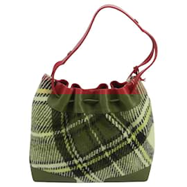 Autre Marque-Burberrys Nova Check Shoulder Bag Wool Beige Red Auth 100714-Red,Beige
