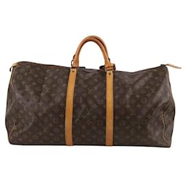 Louis Vuitton-Keepall travel bag in leather-Brown