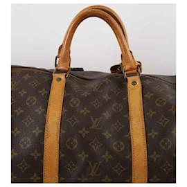 Louis Vuitton-Keepall travel bag in leather-Brown