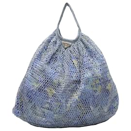 Prada-Blue & Multicolor Prada Nylon & Mesh Tote Bag-Blue