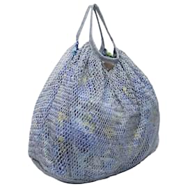 Prada-Blue & Multicolor Prada Nylon & Mesh Tote Bag-Blue