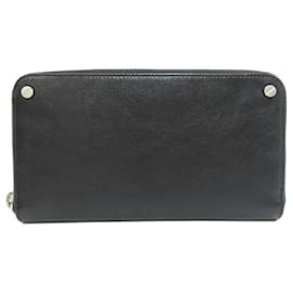 Balenciaga-Balenciaga 541996 Metal Motif Long Wallet-Black