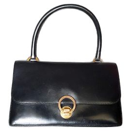 Borsa baguette modello "Ring" della Maison Hermès risalente agli anni 1950-1960 Nero