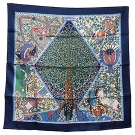 Hermès Hermes Kare 90 Silk Scarf in Navy Navy blue