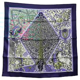 Hermès-Hermes Kare 90 Silk Scarf in Navy-Navy blue