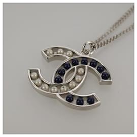 Chanel-CHANEL Necklace metal Silver CC Auth 101323A-Silvery