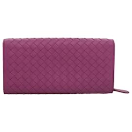 Autre Marque-BOTTEGA VENETA INTRECCIATO Long Wallet Leather Purple Auth 103477-Purple