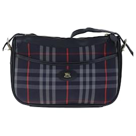Autre Marque-Burberrys Nova Check Shoulder Bag Canvas Navy Auth 103768-Navy blue