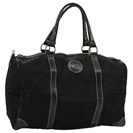 Fendi-FENDI Zucca Canvas Boston Bag Black Auth 99966-Black