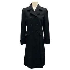Luciano Barbera Black Double Breasted Cashmere Coat Black
