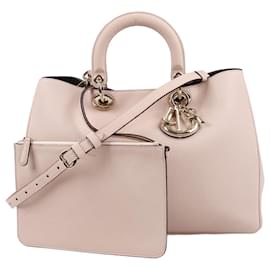 Dior-Dior Diorissimo Large Leather 2Way Handbag in Pink-Beige