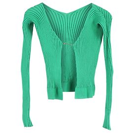 Kurz geschnittene, veredelte Rippstrickjacke aus grüner Viskose von Jacquemus Pralù Grün