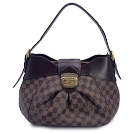 Louis Vuitton-Damier Ebene Canvas Sistina MM Hobo Shoulder Bag-Brown