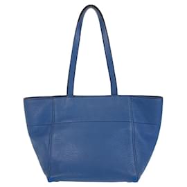 Prada-Prada Leather Triangle Logo Tote Bag-Blue