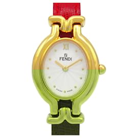 Fendi-Fendi Gold Plated Leather Belt Quartz Watch 640L-Silvery