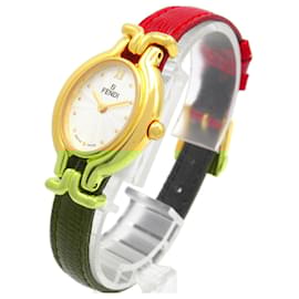 Fendi-Fendi Gold Plated Leather Belt Quartz Watch 640L-Silvery