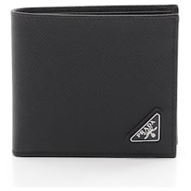 Prada-Prada Saffiano Leather Bifold Wallet Black-Black