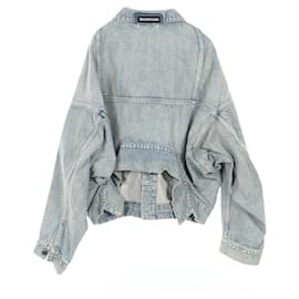 Balenciaga-Balenciaga Denim Jacket Cotton Outerwear-Navy blue