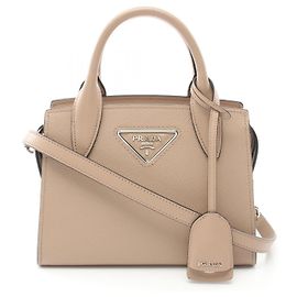 Sac à main en cuir Saffiano Prada 1BA269 Beige