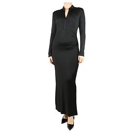Autre Marque Black ruched maxi dress - size UK 8 Black