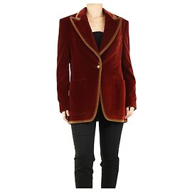 Etro Rostrote Samtjacke - Größe UK 14 Rot