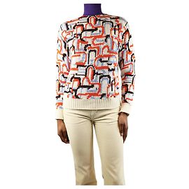 Prada Suéter creme de gola alta com estampa total - tamanho UK 4 Cru