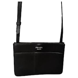 Prada Saffiano Leather Handbag Black Black