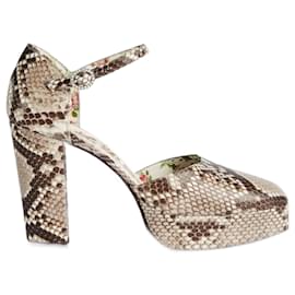 Escarpins Mary Jane Gucci Python Gris Gris