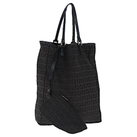 Fendi-FENDI Zucchino Canvas Tote Bag Brown Auth ar12959-Brown