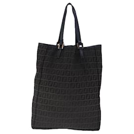 Fendi-FENDI Zucchino Canvas Tote Bag Brown Auth ar12959-Brown