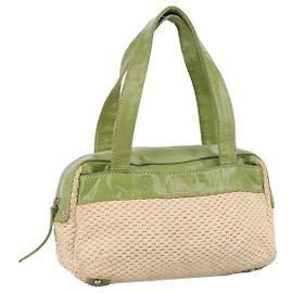 CHANEL Bolsa de mão de algodão bege CC Auth 102761 Bege
