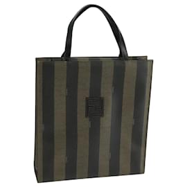 Fendi-Sac à main en toile Pecan FENDI marron noir Auth 104612-Marron,Noir