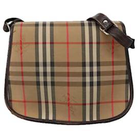 Autre Marque-Burberrys Nova Check Shoulder Bag Canvas Beige Auth 103524-Beige
