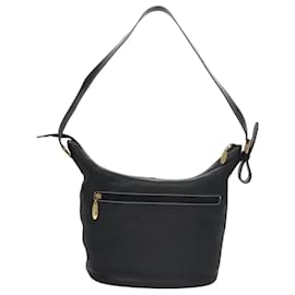 Autre Marque-Burberrys Shoulder Bag Leather Black Gold Auth 103290-Black,Golden