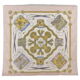 Hermès-HERMES Carre 90 Scarf Silk ""LES TAMBOURS"" Pink Auth 103663-Pink