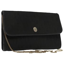 Christian Dior-Christian Dior Trotter Canvas Chain Shoulder Bag Black Auth yk16037-Black