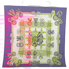 Hermès-HERMES Carre 90 Scarf ""LES RUBANS DU CHEVAL"" Silk Pink Auth 102322-Pink