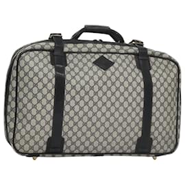 Gucci-GUCCI GG Supreme Travel Case PVC Leather Navy Gold Auth yk16004-Golden,Navy blue