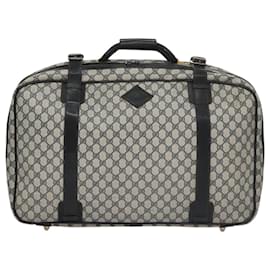Gucci-GUCCI GG Supreme Travel Case PVC Leather Navy Gold Auth yk16004-Golden,Navy blue