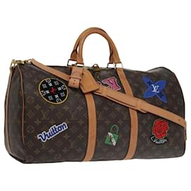 Louis Vuitton-LOUIS VUITTON Monogram Patches Keepall Bandouliere 50 Bag M43996 LV Auth 102498A-Monogram