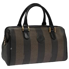 Fendi-Sac à main en toile Pecan FENDI marron noir or Auth 102870-Marron,Noir,Doré