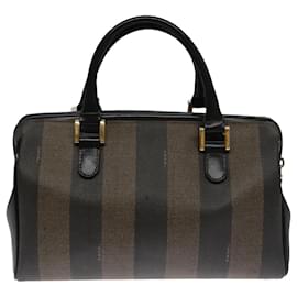 Fendi-Sac à main en toile Pecan FENDI marron noir or Auth 102870-Marron,Noir,Doré