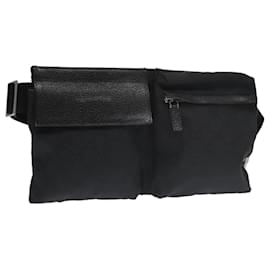Gucci-GUCCI GG Canvas Waist Bag Black Silver 28566 Auth yk15956-Black,Silvery