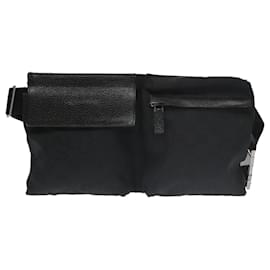 Gucci-GUCCI GG Canvas Waist Bag Black Silver 28566 Auth yk15956-Black,Silvery