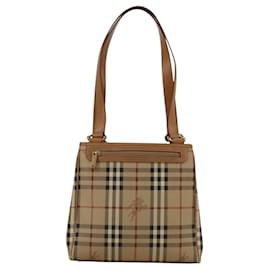 Autre Marque-Burberrys Nova Check Shoulder Bag PVC Beige Gold Auth 103531-Beige,Golden