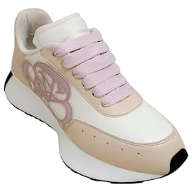 Alexander Mcqueen-Alexander McQueen Off White / Pink / Beige Seal Sprint Runner Sneakers-Pink
